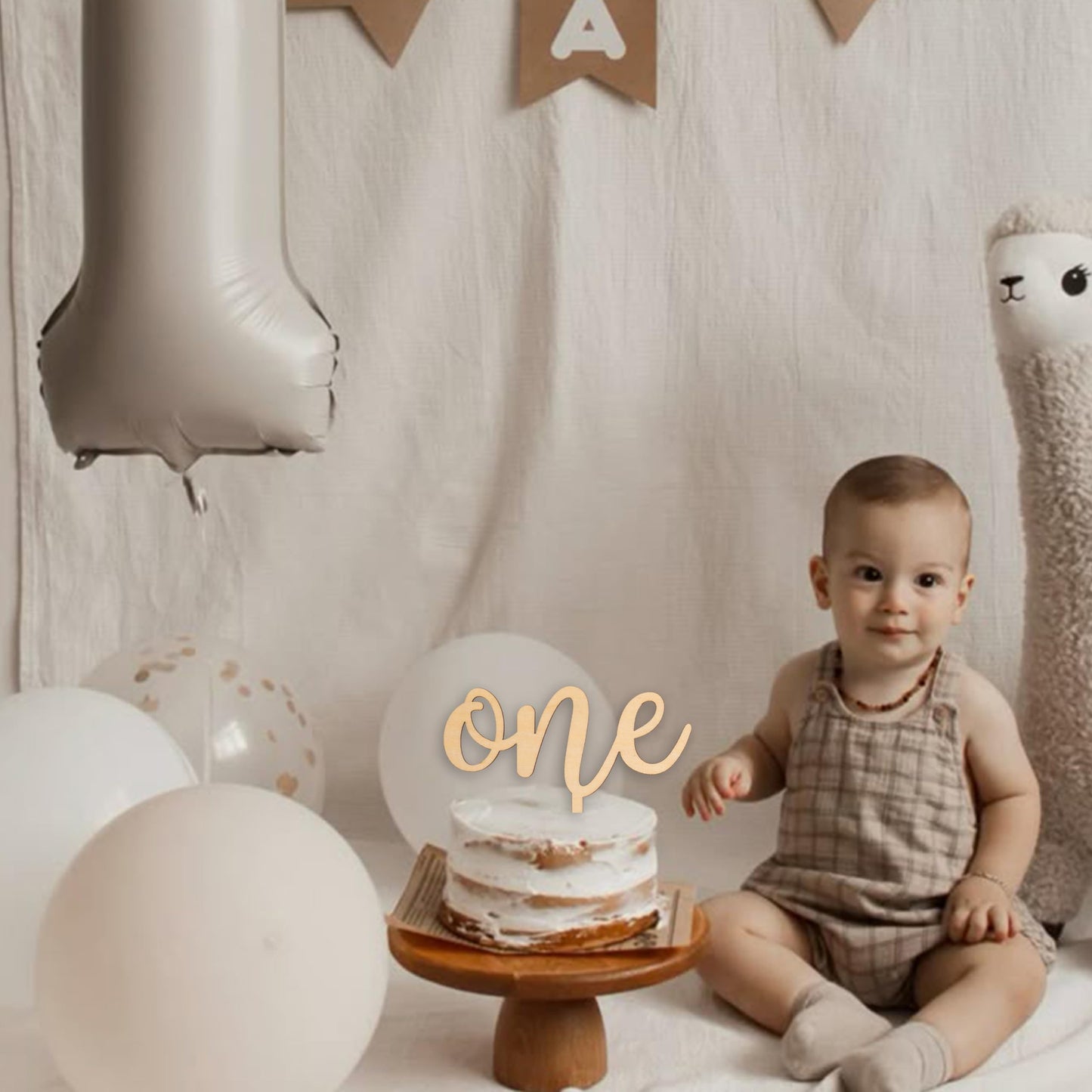 CANTLY First Birthday One Wooden Cake Topper