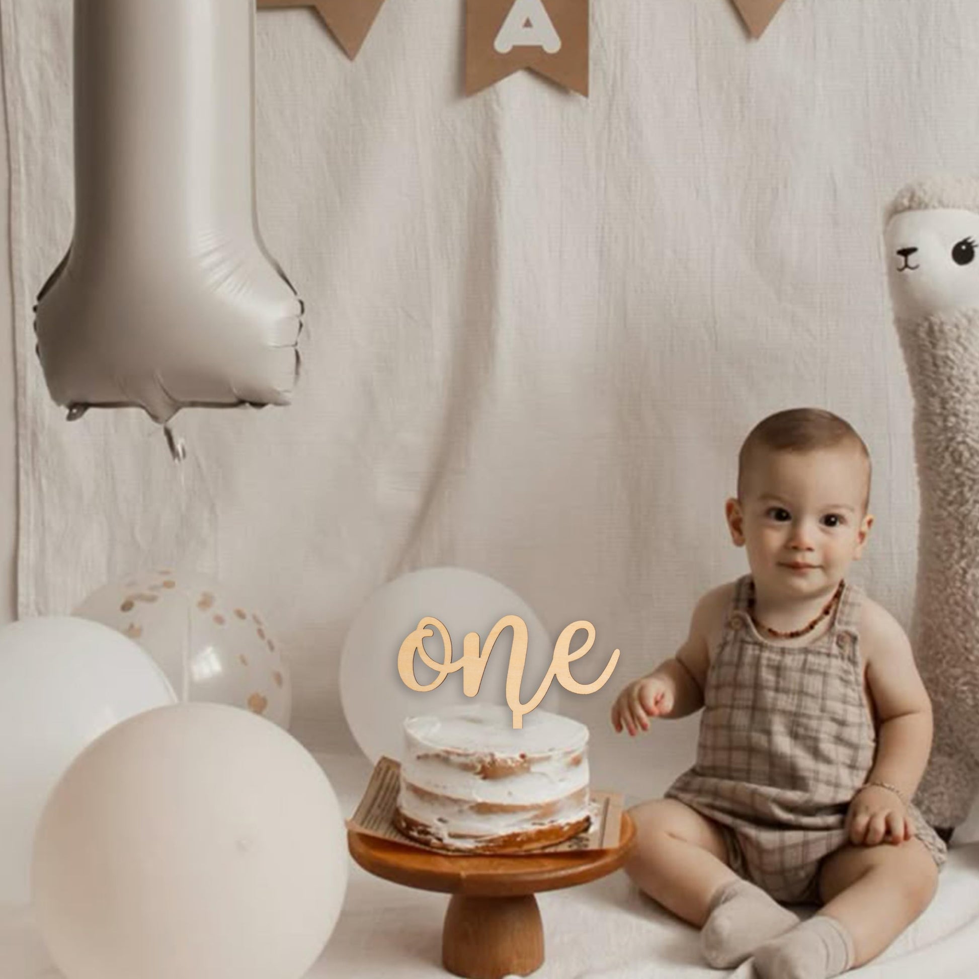 CANTLY First Birthday One Wooden Cake Topper