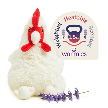 warmies Microwavable & Weighted Stuffed Animals, Chicken - Heated Stuffed Animal Plushie for Warmth & Comfort - Cute Soft Plush Toys for Adults