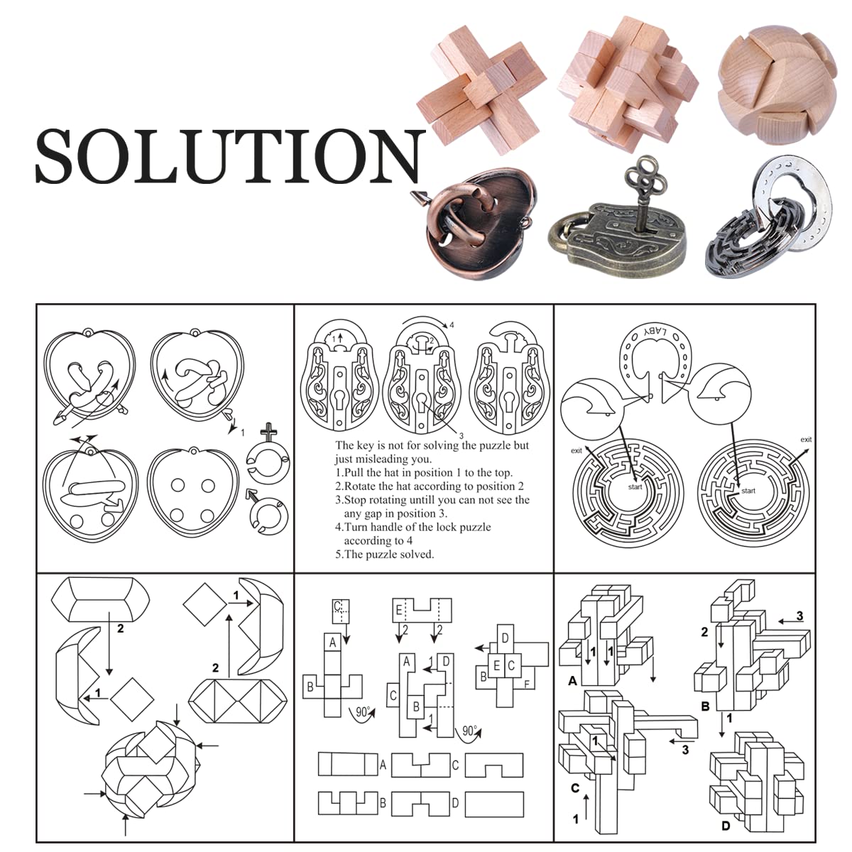 Brain Teaser Puzzle for Adults Puzzles Metal Hole Lock Adult Educational Toy Jigsaw IQ Puzzle?6 Pack? (Silver)