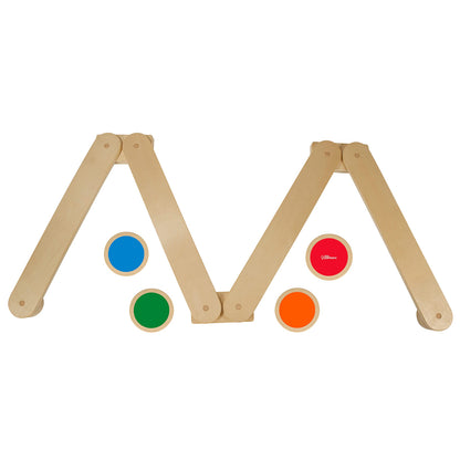 Little Partners Learn 'N Balance Toddler Balance Beam and Stepping Stones Set for Kids, Wooden Indoor Children's Activity Toy with 4 Colorful Stones