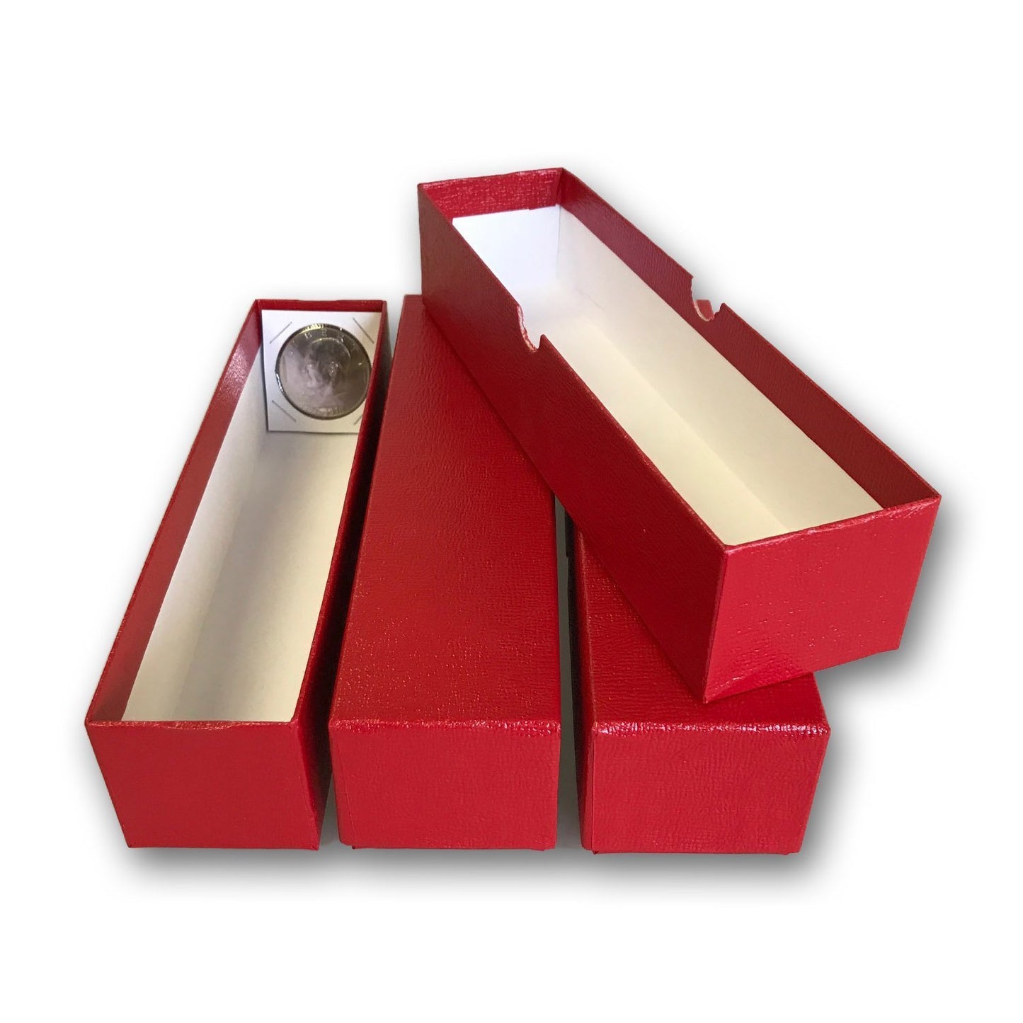LOT OF 3 - SINGLE ROW 2x2 STORAGE BOXES For Coins in Plastic, Vinyl, Paper and Cardboard Flip Holders