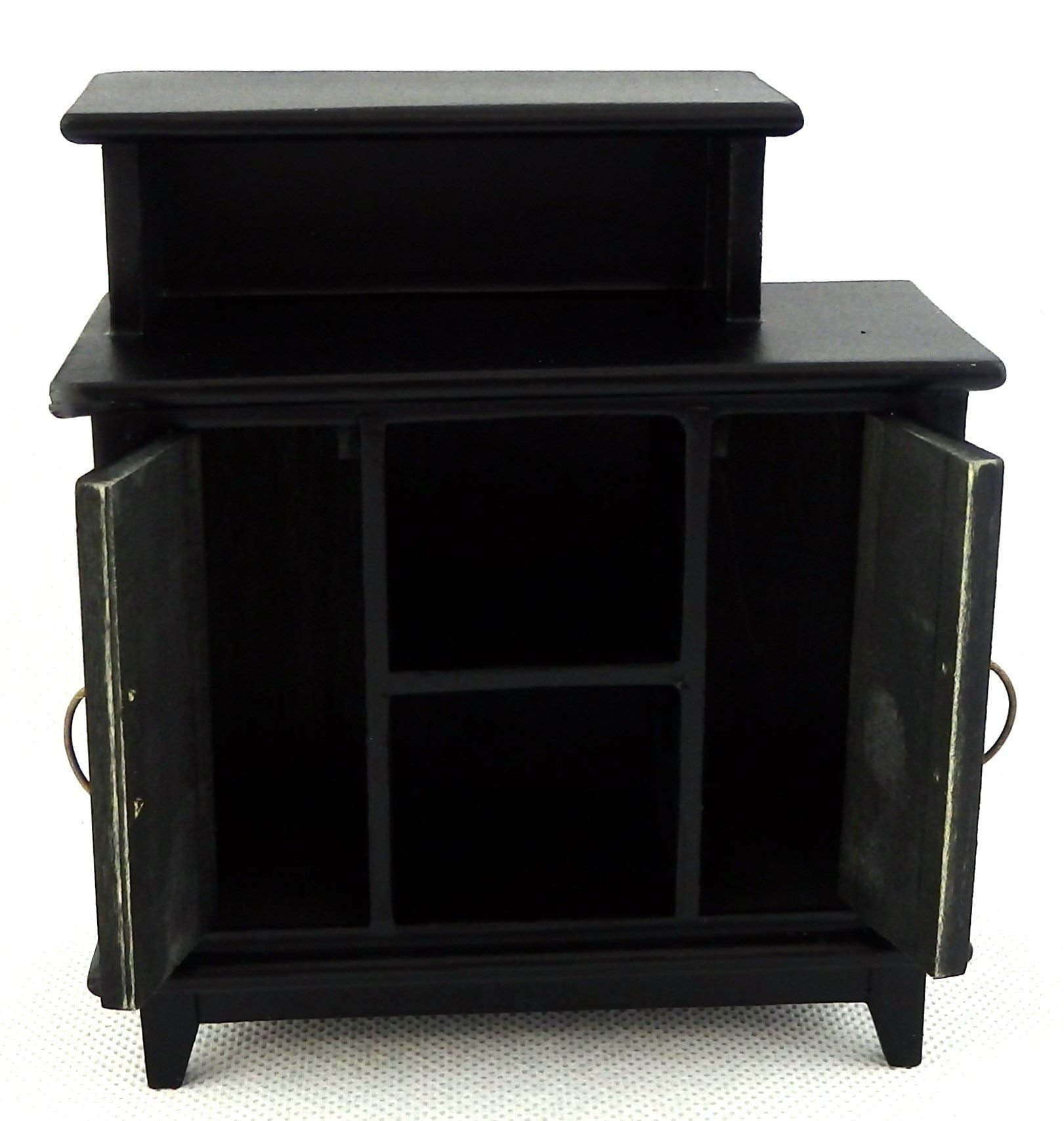 Melody Jane Dolls Houses Black Bar High Cabinet Miniature Dining Room Study Furniture 1:12