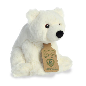 Aurora® Responsibly Made Eco Nation™ Polar Bear Stuffed Animal - Ideal for Playtime Adventures - Perfect for Birthdays or Just Because - White 7.5