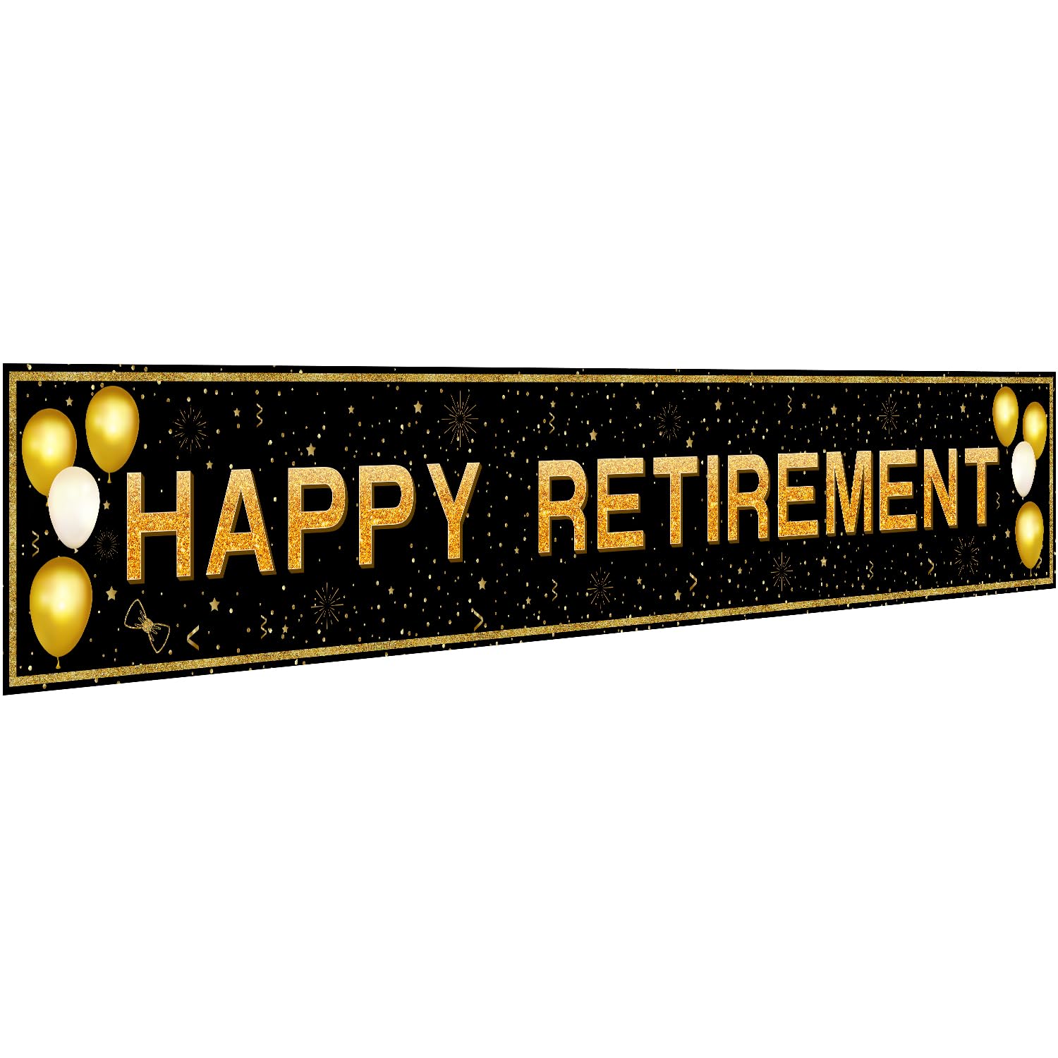 ANATANOWOR Retirement Party Decorations, Large Black and Gold Happy Retirement Banner, Retirement Party Decorations Men, Retirement Banner for Women