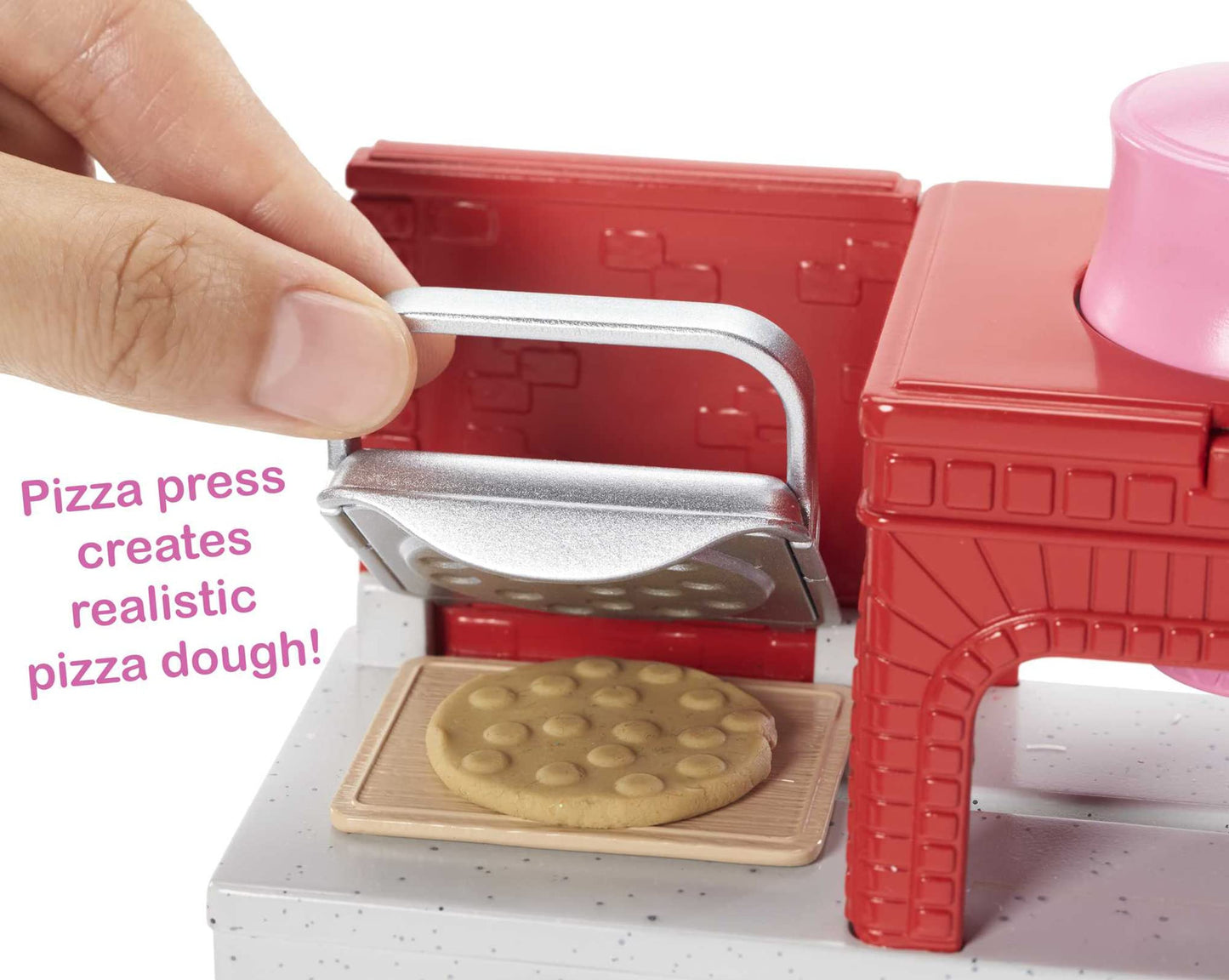 Barbie Careers Playset, Blonde Pizza Chef Doll with Toy Oven & Counter with Sliding Conveyer Belt, Molds, 3 Dough Colors & Accessories