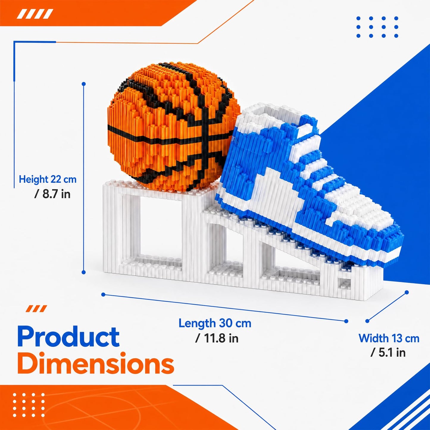 APENGBAOL Basketball Shoe & Ball Building Blocks, 2730 PCS Mini Micro Bricks with Display Stand, Gift for Basketball Lovers