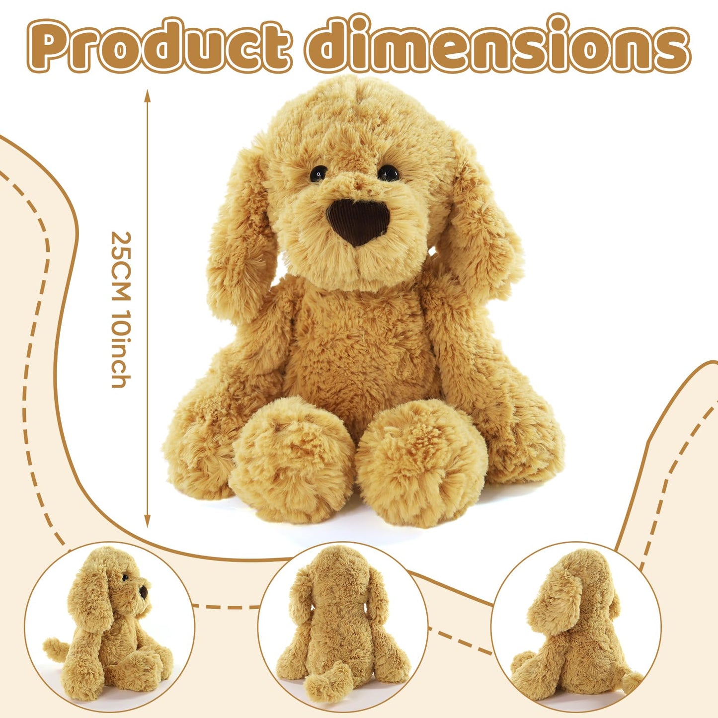 Furvana The Golden Retriever Plush, Dogs Stuffed Animals, 10" Golden Retriever Stuffed Animal, Ideal Christmas Animal Gift for Toddlers, Kids & Teens