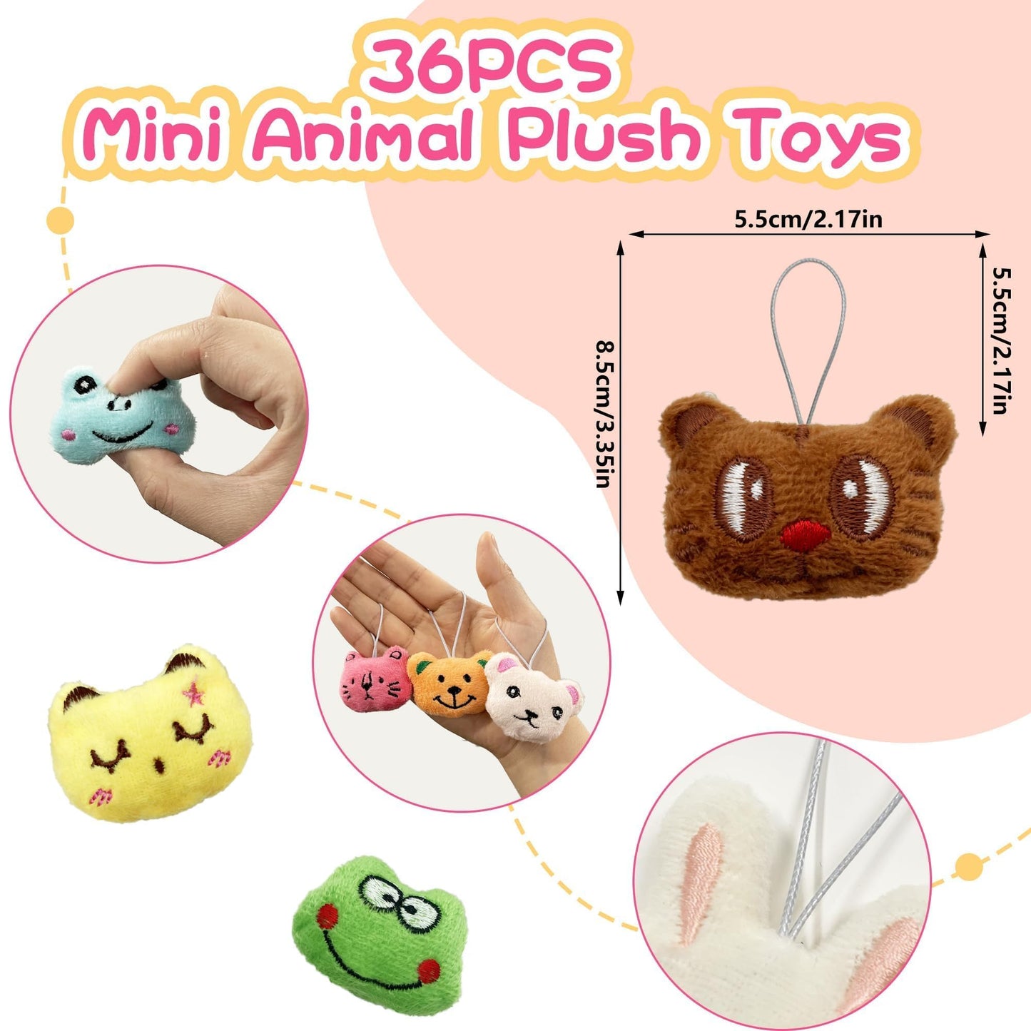 XIPEGPA 36 PCS Mini Animal Plush Toys Set Cute Small Animal Stuffed Toy Keychain for Party Favors Keychain Ornament for Goody Bag Easter Egg Stuffers