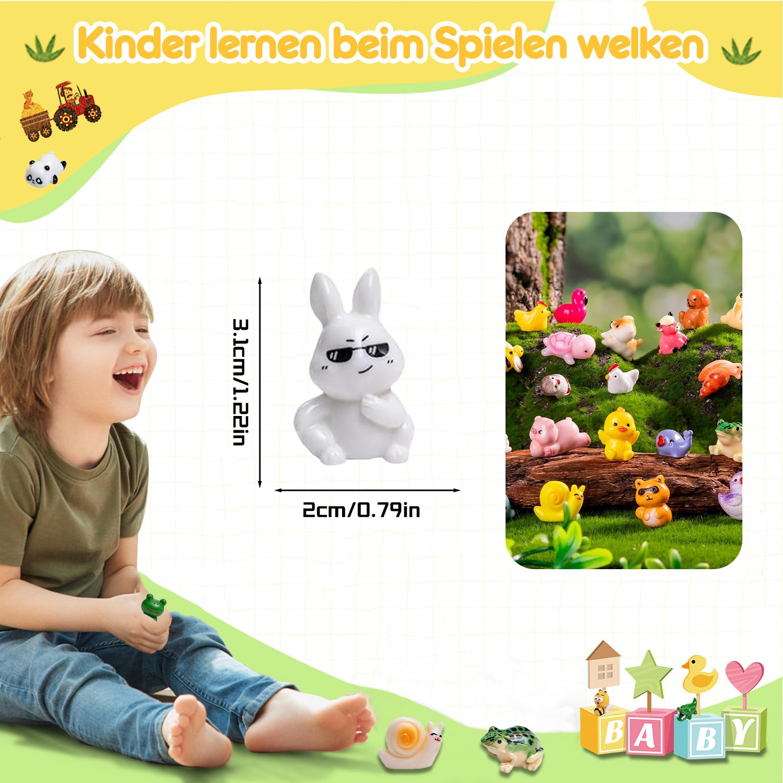 jrootouh 42pcs Mini Resin Animal 42 Styles Figures Bulk Tiny Resin Animals Little Miniature Small Animal for Micro Fairy Garden Landscape Accessories