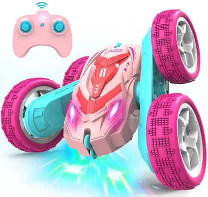 AFUNX RC Stunt Cars, Remote Control Car Double Sided 360° Flip Rotating 4WD 2.4Ghz Rechargeable Car Toy with Headlights For Outdoor & Indoor for 6-12
