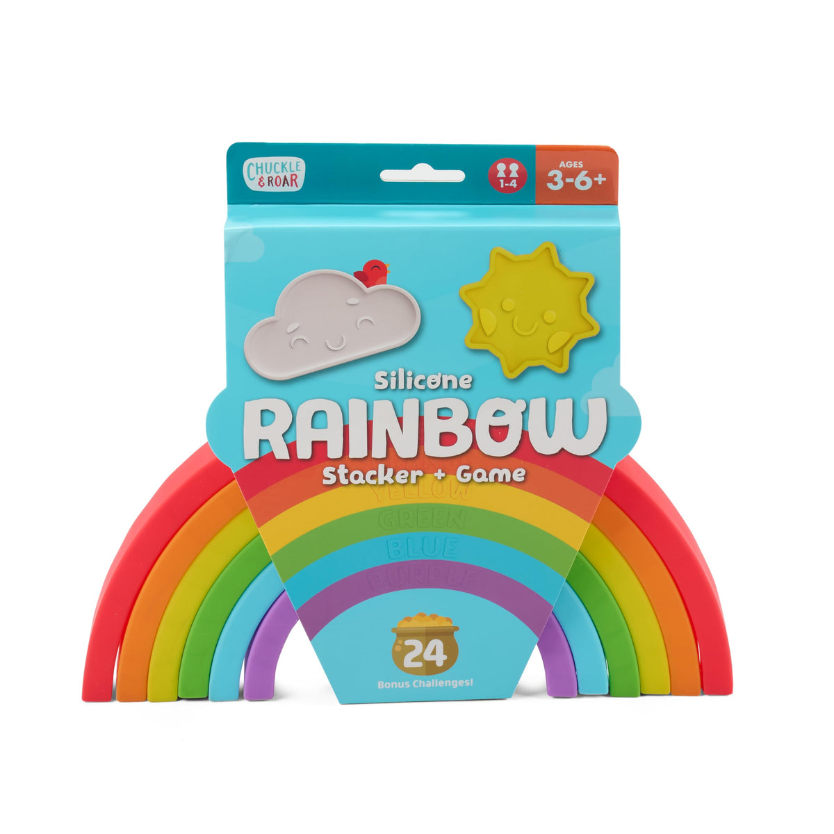 Chuckle & Roar - Rainbow Stacker - Tactile Learning - Stacking Toy - Preschool Fun - Silicone Toy