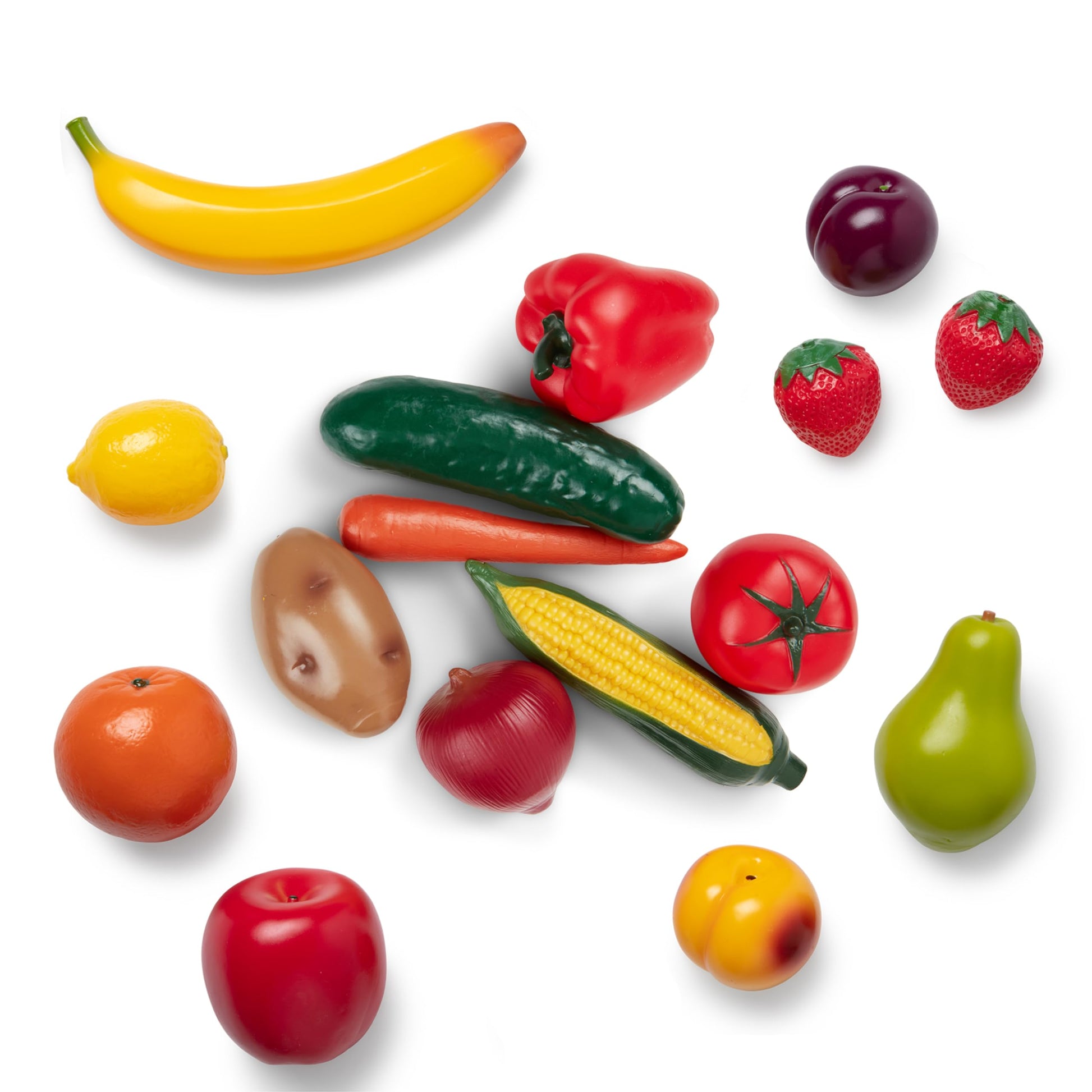 Melissa & Doug Play-Time Produce Fruit (9 pcs) and Vegetables (7 pcs) Realistic Play Food