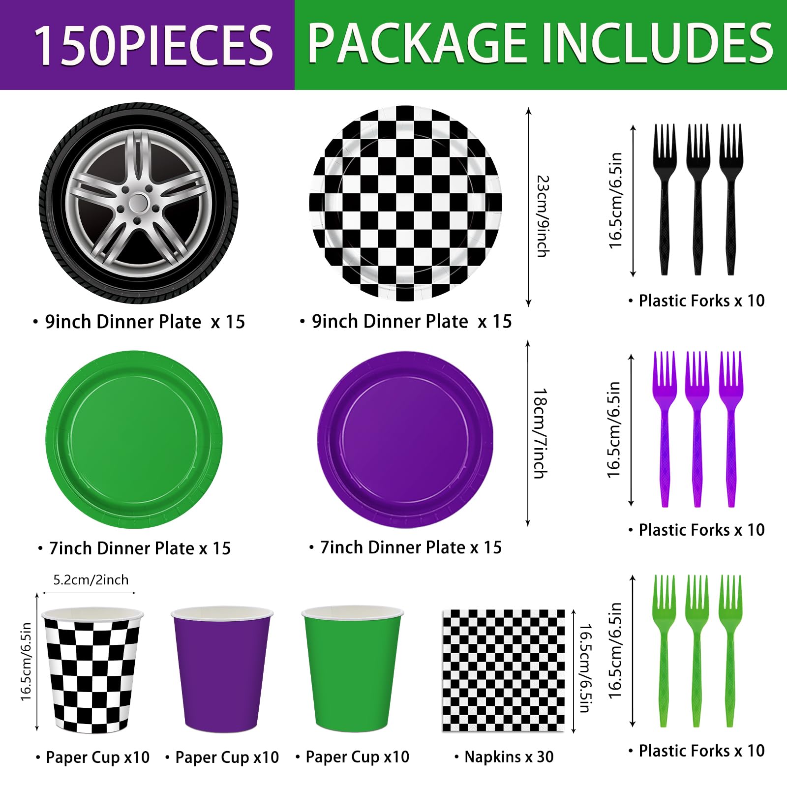 150pcs Monster Truck Paper Plates Napkins Monster Truck Birthday Party Decorations Paper Cups Disposable Tableware Set for Kids Party Supplies Serve