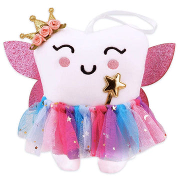 SQIMZAR Tooth Fairy Pillow,Tooth Fairy Plush Dolls for Girls with Pocket and Glittering Wings,Tooth Fairy Gifts Bag Pouch for Girls