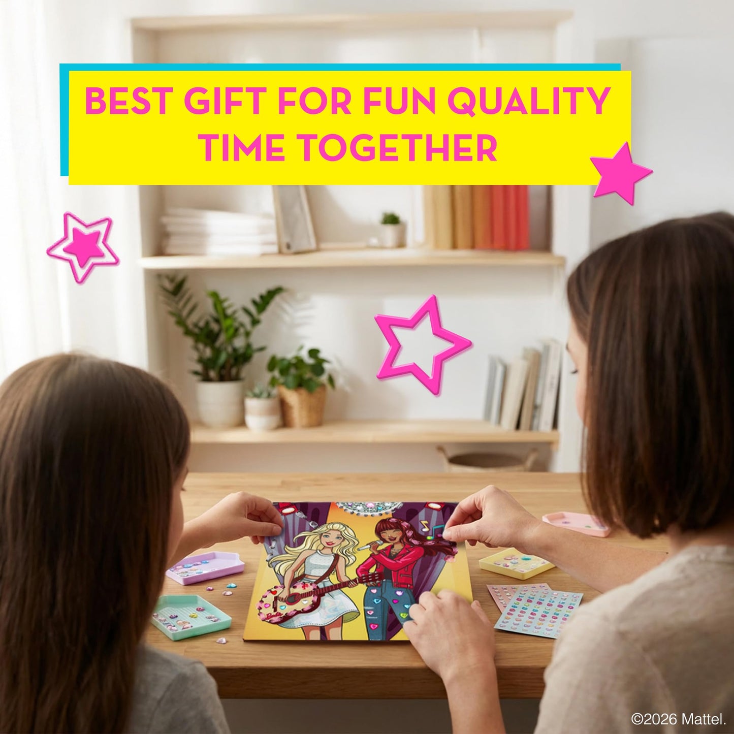 Barbie® Gem Sticker Kit for Kids Ages 4-8 - 8 Gem Sticker Art Stitch Cards with Satin Ribbons | Barbie Arts and Crafts, Craft Kit for Girls