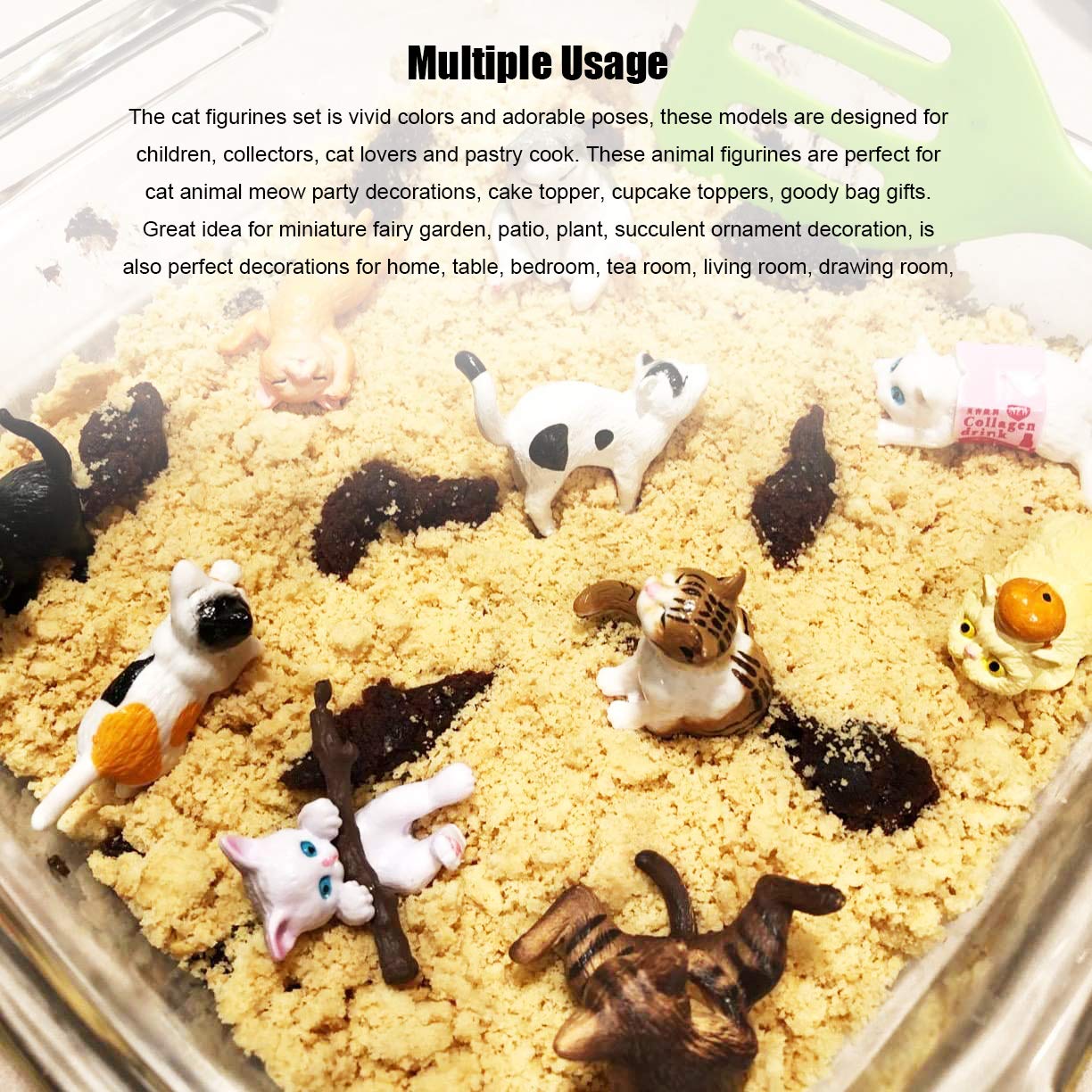 10 pcs Realistic Cat Figurines Kitty Figures Set Mini Figure Collection Playset Kitten Easter Eggs Cake Topper Christmas Birthday Gift for Cat Keeper