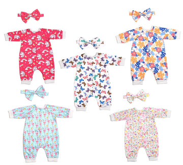 Sweet Dolly Reborn Baby Doll Clothes Accessories, 5 Set of Doll Clothing, Jumpsuit Bow Headband Outfits for 20 Inch to 22 Inch Dolls, 10 PCs in Total