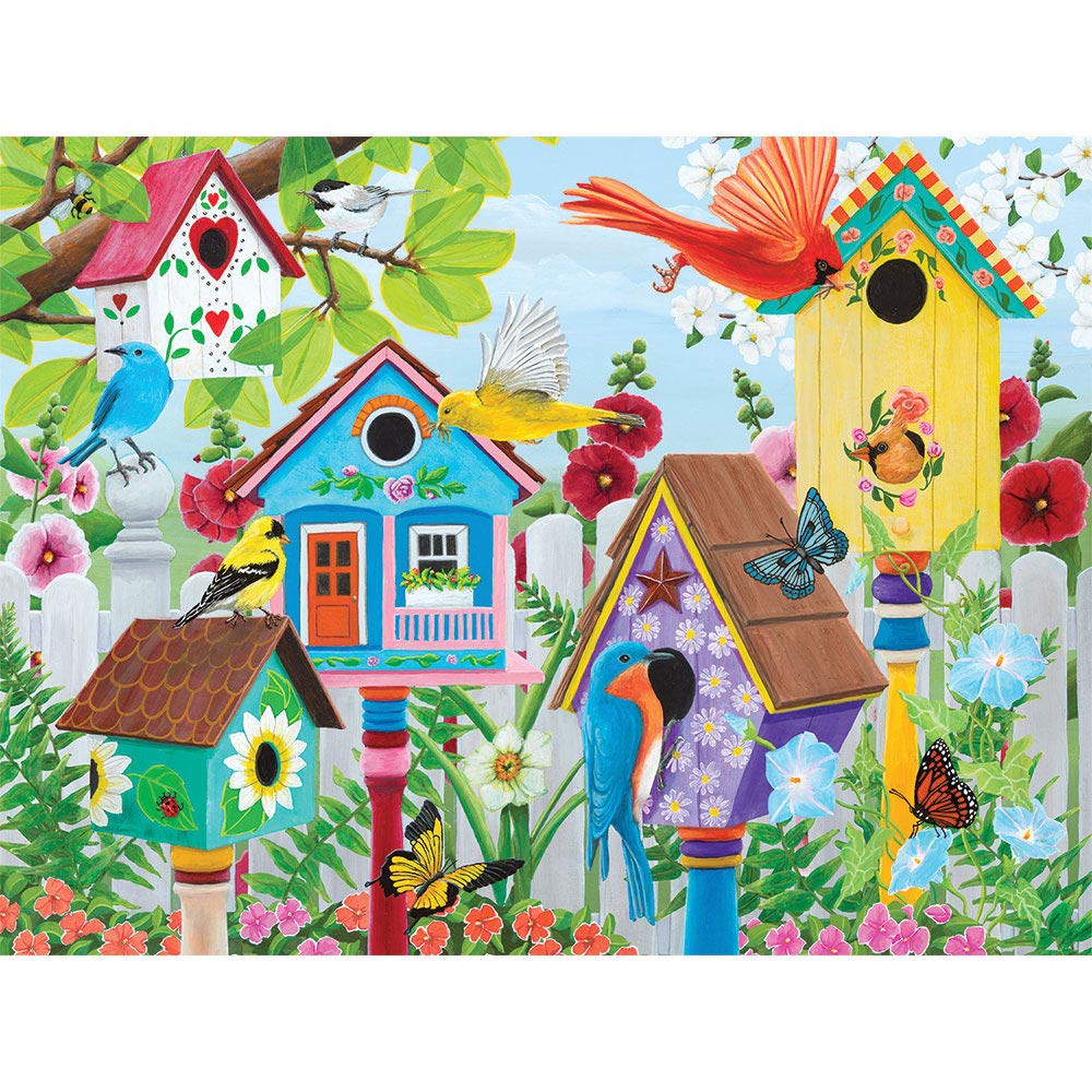 Bits and Pieces - Large 500 Piece Jigsaw Puzzle for Adults - ‘Birdhouse Garden’ by Artist Kathy Bambeck, Completed Puzzle Size: 18" x 24"