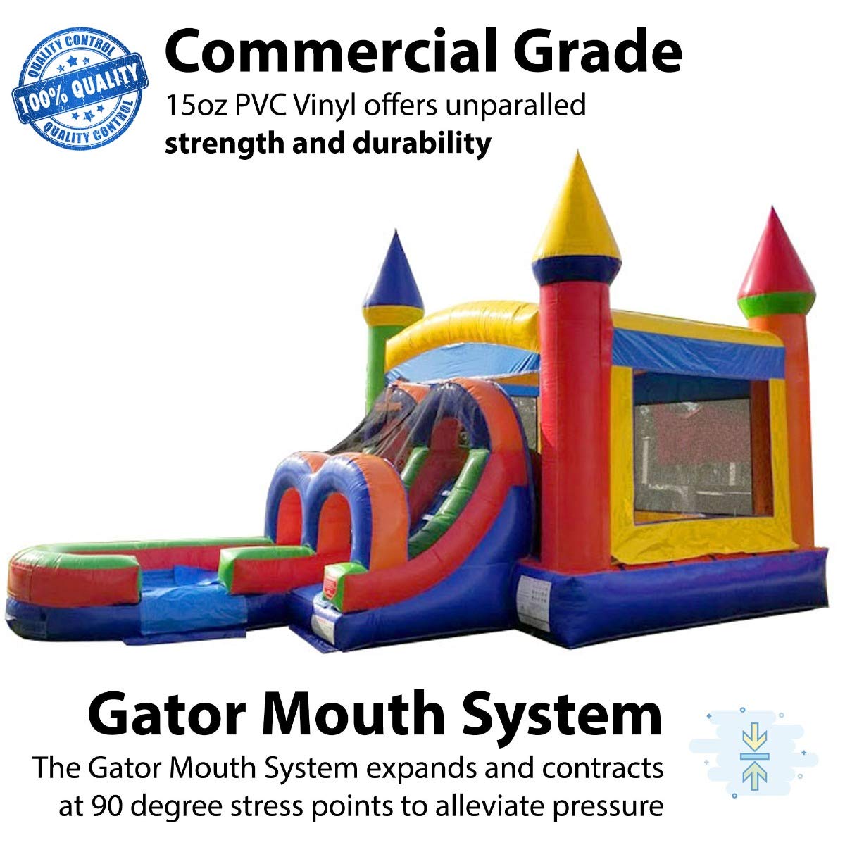 TentandTable Kids Inflatable Bounce House with Water Slide, Rainbow