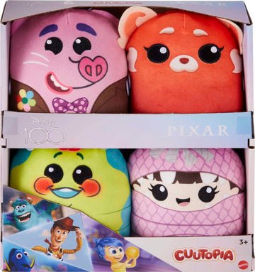 Mattel Disney100 Pixar Pals Cuutopia Plush Toys 4-Pack, Collectible Set of 4 Soft 5-Inch Pillow Dolls Inspired by Fan-Favorite Movie Characters