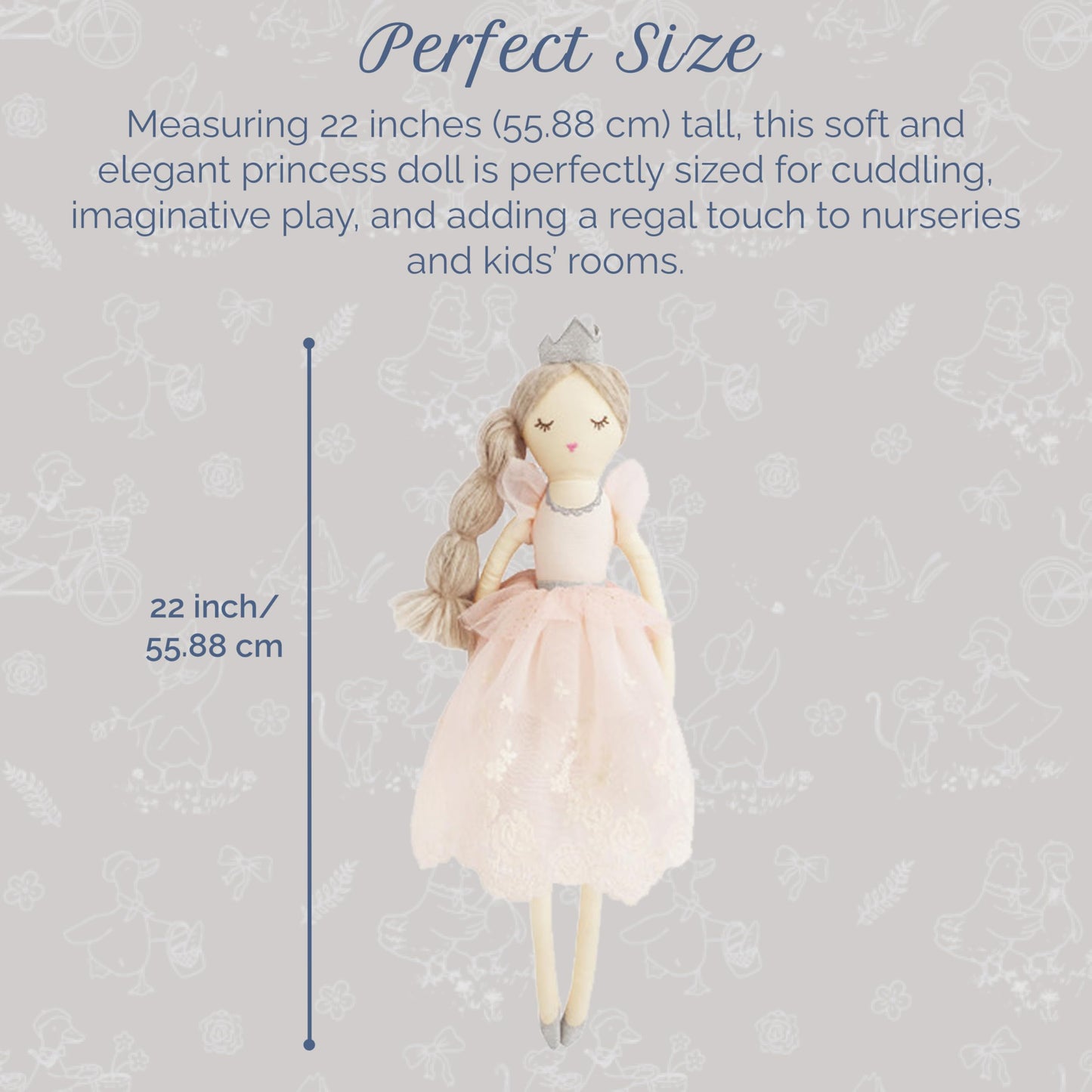 MON AMI Olivia The Princess 22-Inch Plush Doll, Soft Stuffed Toy Girls