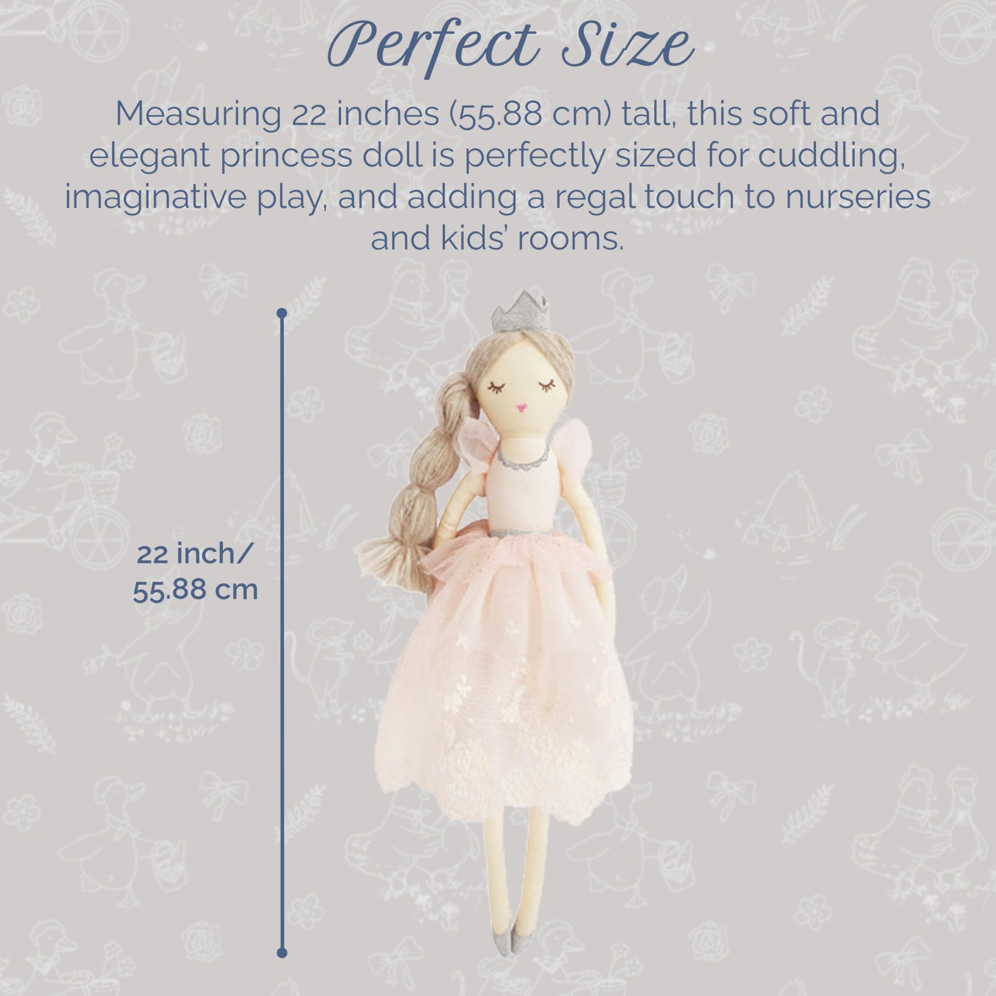 MON AMI Olivia The Princess 22-Inch Plush Doll, Soft Stuffed Toy Girls
