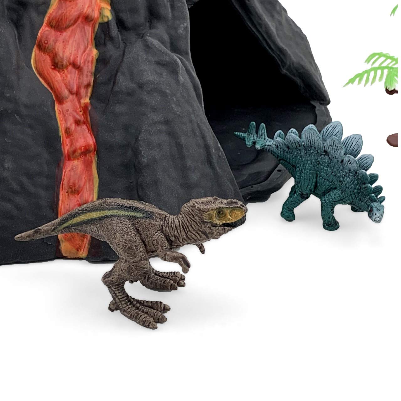 Enjoyin Volcano Dinosaur Playset Including 4 Dinosaurs and 2 Trees Volcano Dinosaur Toys for Kids