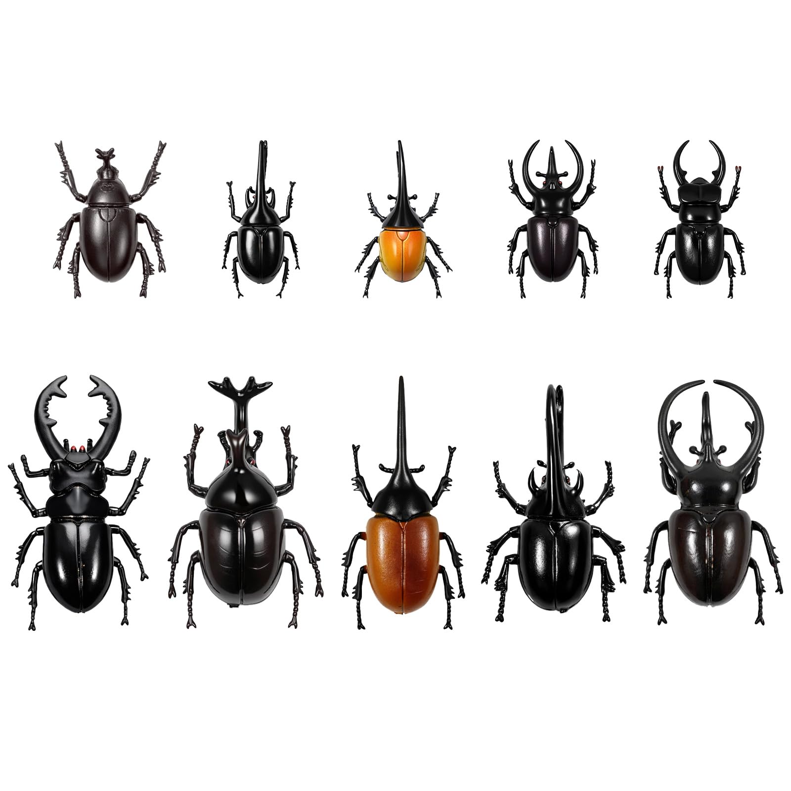 Bbiamsleep 10 Pcs Beetle Figurine Plastic Beetles Models Plastic Bugs Garden Animal Cake Topper