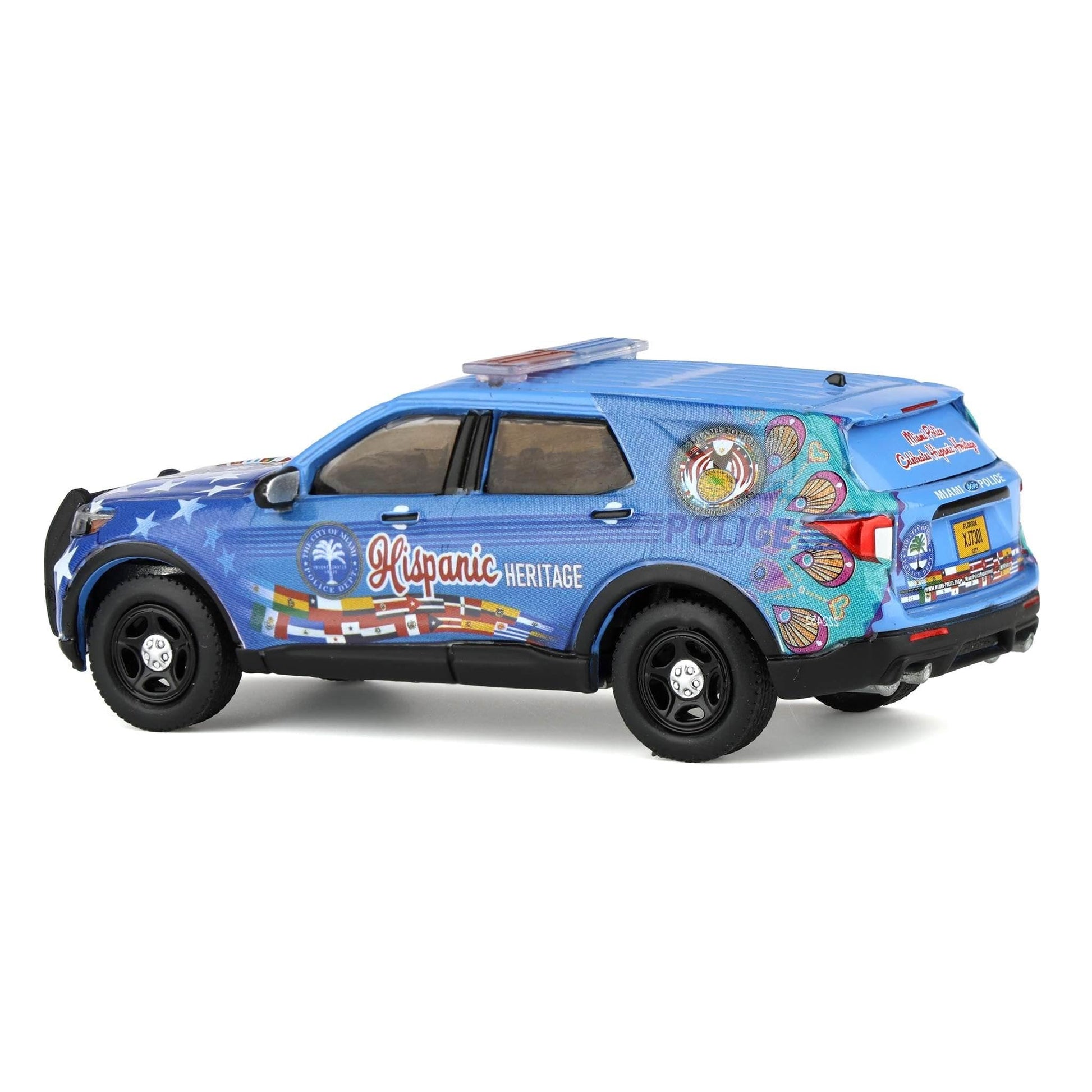 Greenlight 1/64 2022 Ford Police Interceptor Utility, Miami Police Department Hispanic Heritage Deco, Hobby Exclusive GLT30554