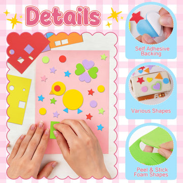 3260Pcs Foam Shape Stickers,Self Adhesive EVA Foam Stickers with Assorted Shapes and Colors,Geometric Heart Star Foam Craft Stickers for Scrapbooking