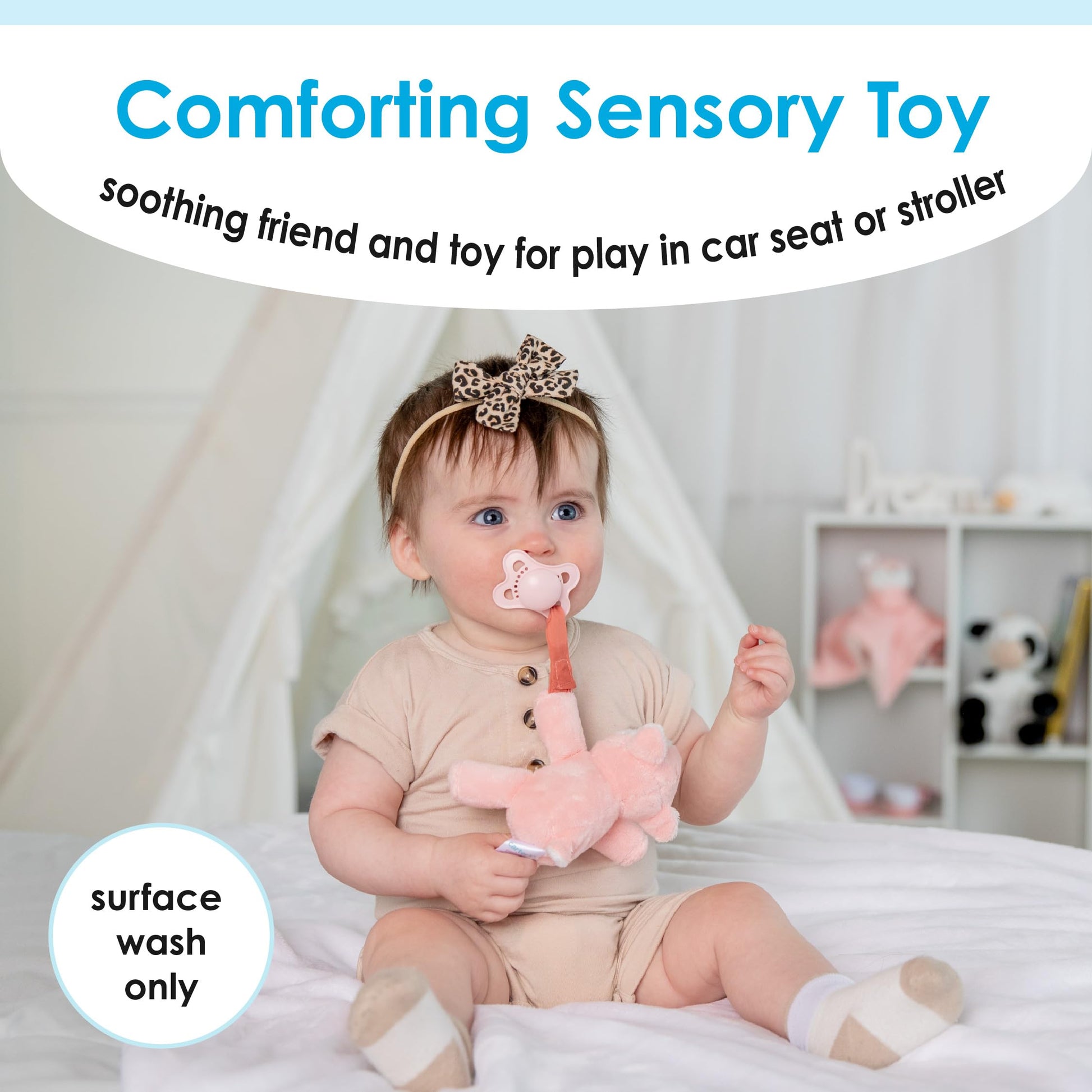 Carter's Fawn Plush Rattle with Loop Teether for Infants and Babies