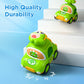 iPlay, iLearn Press to Go Dinosaur Car Toys for Toddlers 1-3, Baby Play Race Vehicle Set, Infant Boy Push Go Friction Toy, 4pcs Animal Car for 12 18