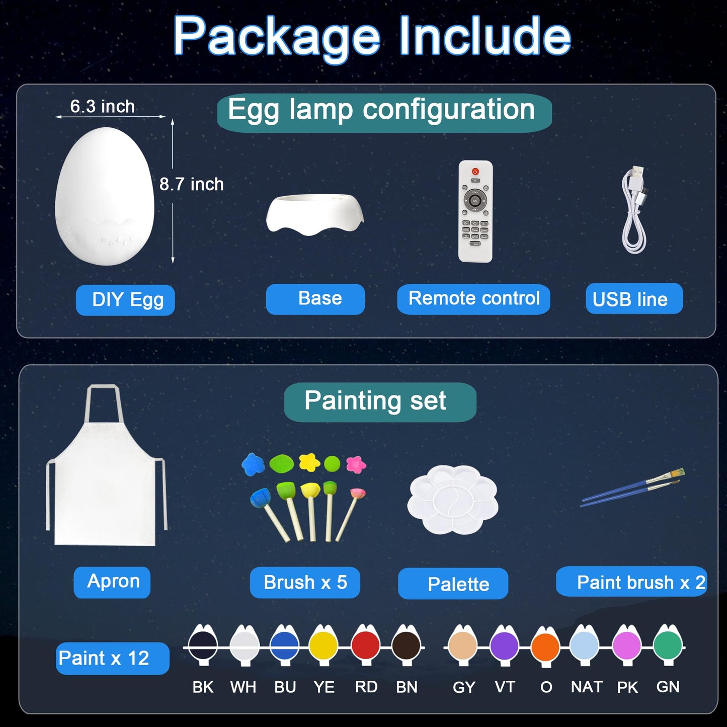 MTDYHY Paint Your Own Glowing Dragon Egg Night Light with Digital Clock Alarm Clock/Bluetooth Speaker, 12 Colors Painting Art & Crafts Kit Supplies