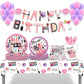 MIKIMIQI 1 Pack SPA Makeup Party Decorations Spa Table Decorations Pink Cosmetic Themed Table Cover Birthday Party Table Runner Makeup Tablecloth