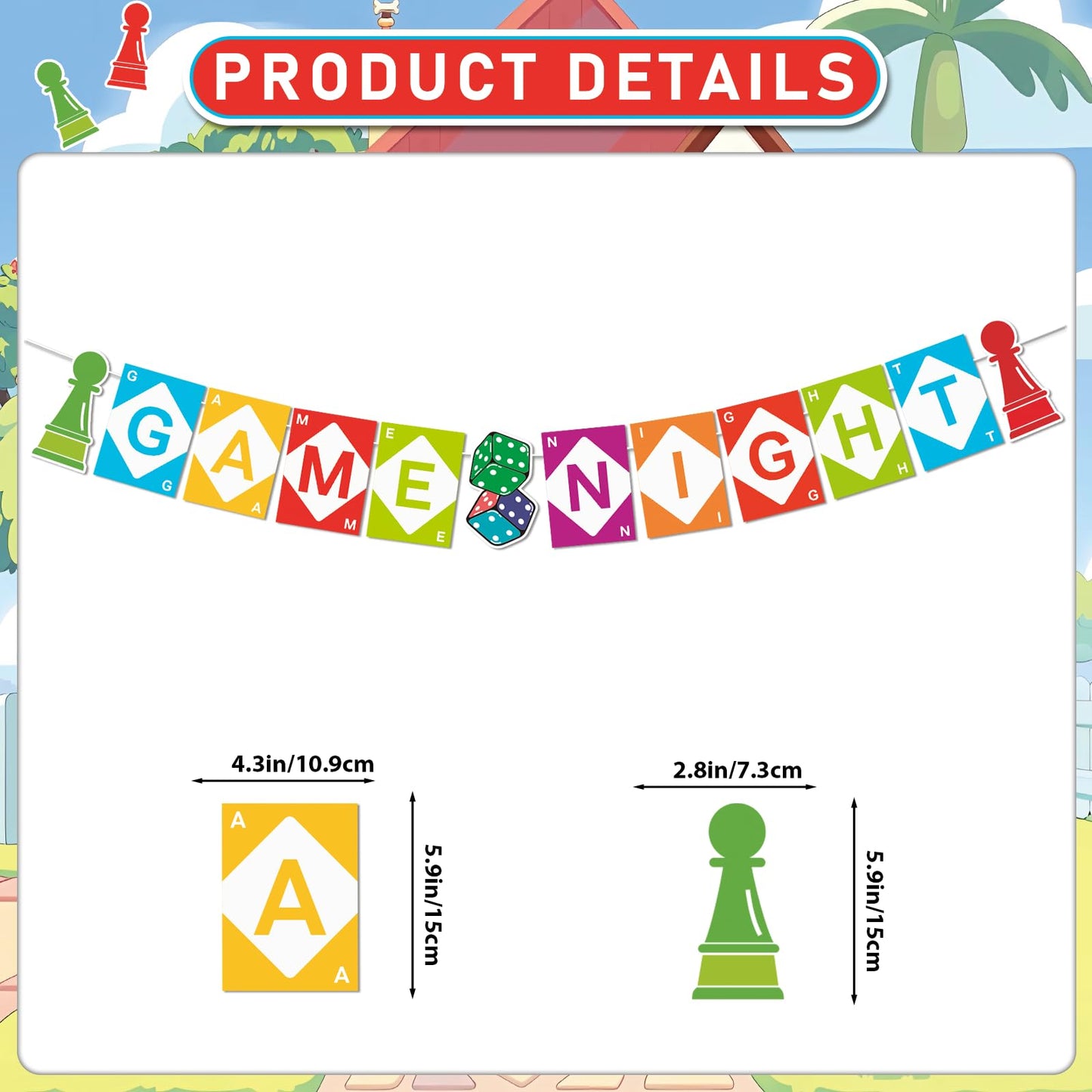 Game Night Decorations Funny Game Night Party Decorations with Chess Chess Card Game On Theme Banner Hanging Siwrls Ceiling Streamers Stickers