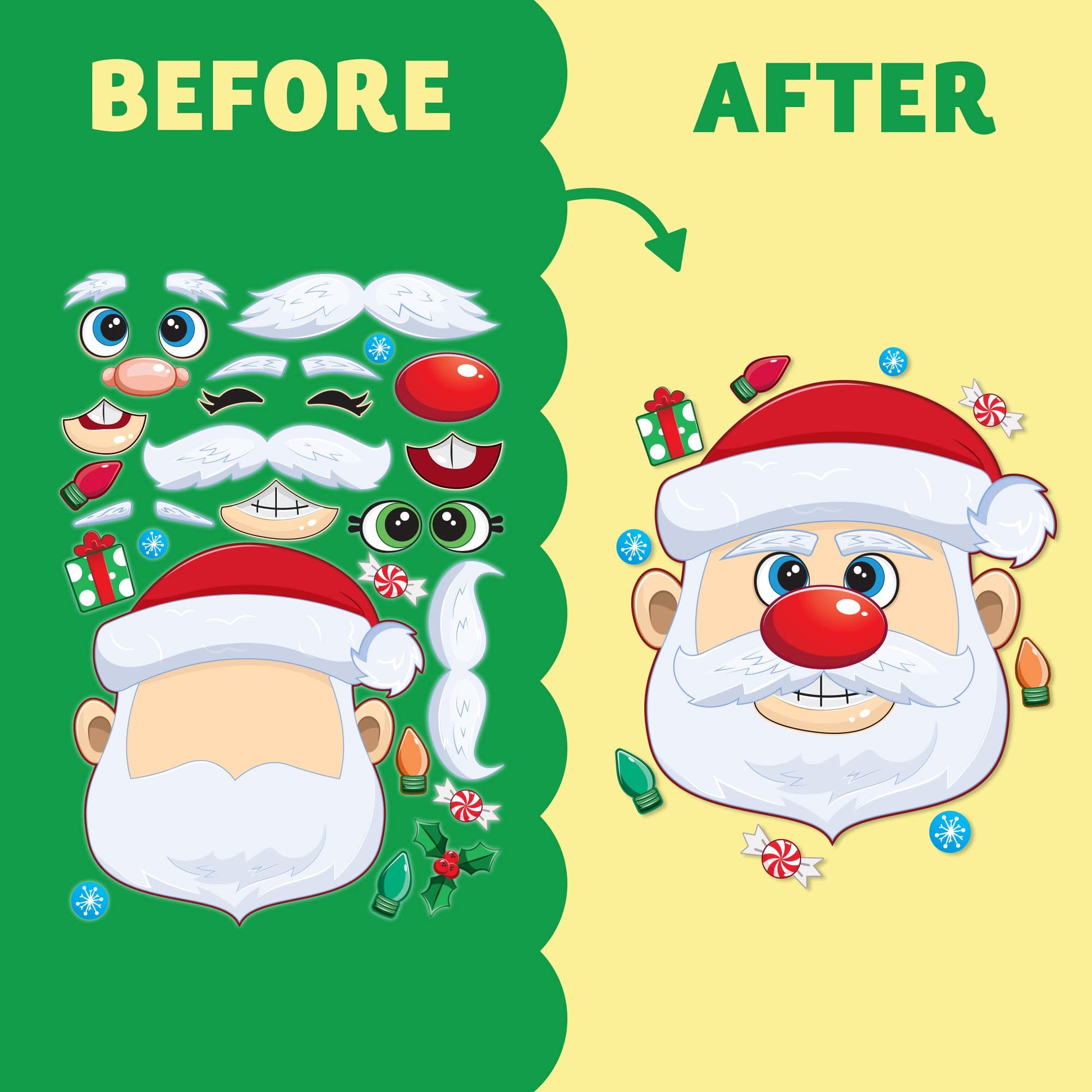 JOYIN 24 Pcs Christmas Make-a-face Stickers, Make Your Own Characters Mix and Match Sticker Sheets with Christmas Elf, Santa Santa, Snowman, Penguin