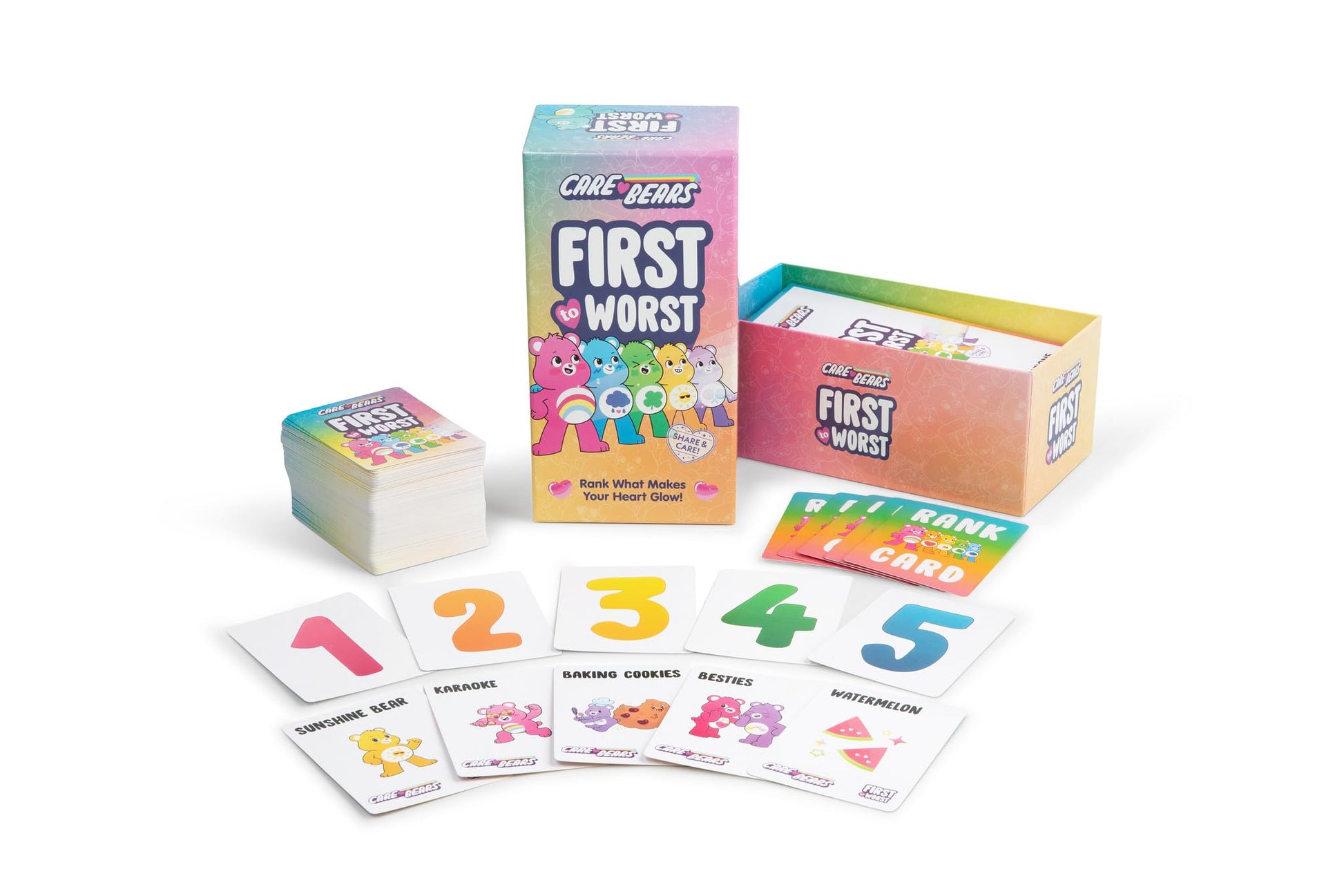 FIRST TO WORST: Care Bears Family Party Game - The Card Game About How Your Friends Rank Things for Kids, Stocking Stuffers, Family Game Night