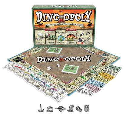 Dino-Opoly Board Game - A Property Trading Game 150 Million Year in The Making! - for 2 to 6 Players Ages 8 and up