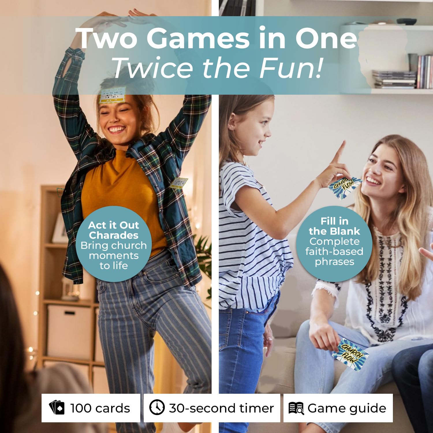 African American Expressions Church Flow - 2-in-1 Christian Card Game for Family Fun - Fill in the Blank & Act it Out Charades Experience - Perfect