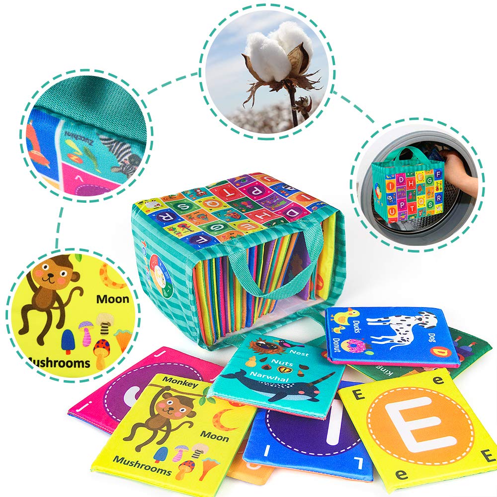 Alphabet Flash Cards for Toddlers, 26Pcs Baby Soft Letter Flash Cards