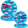 LetDec Airplane Birthday Party Tableware Airplane Aircraft Disposable Paper Plates Dinnerware for Aviation Theme Boys Birthday Baby Shower Party