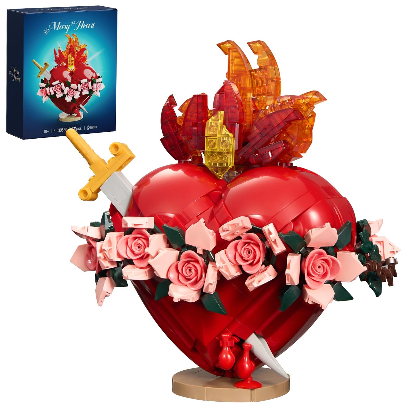 Sacred Heart of Mary Building Block Set, Immaculate Sacred Heart Building Model, Compatible with Lego Jesus Toy Decoration for Prayer Room, Christian