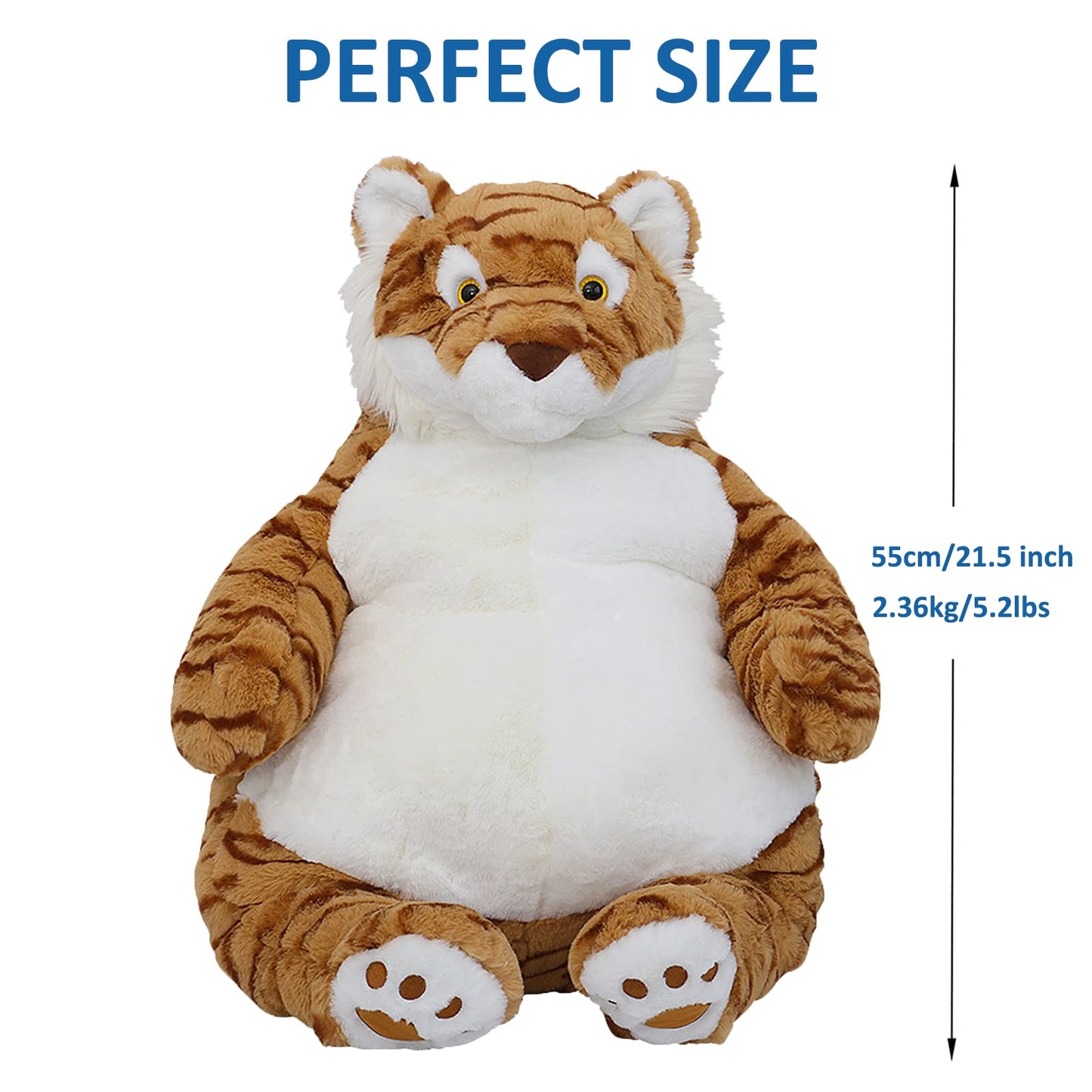 ronivia Tiger Weighted Stuffed Animals, 21.5" 5.2 lbs Weighted Tiger Plush Large Weighted Plush Animal Toy Pillow Gifts for Boys and Girls