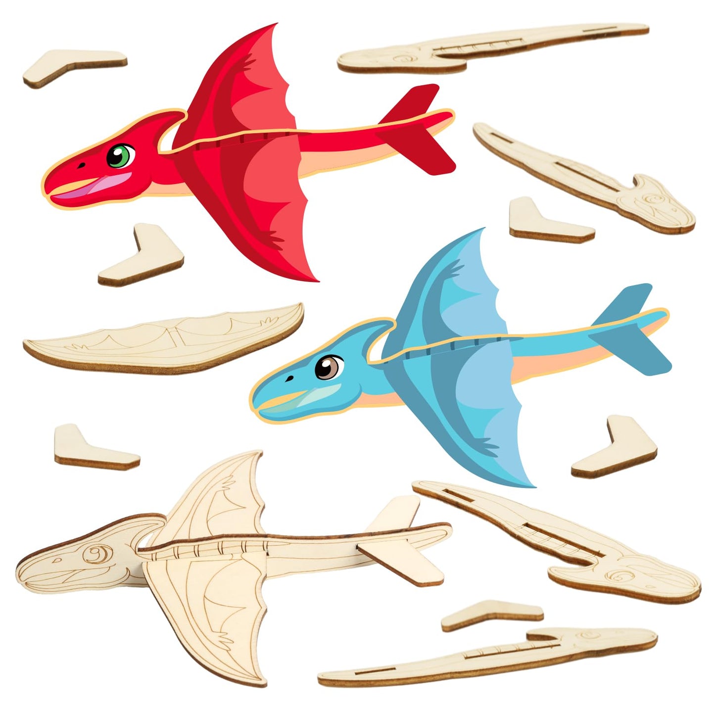 Fennoral 14 Pack Wooden Dragon Craft for Kids Make Your Own 3D Dragon kit for Boys Girls DIY Paint Wood Craft for School Art Activity Kids Birthday