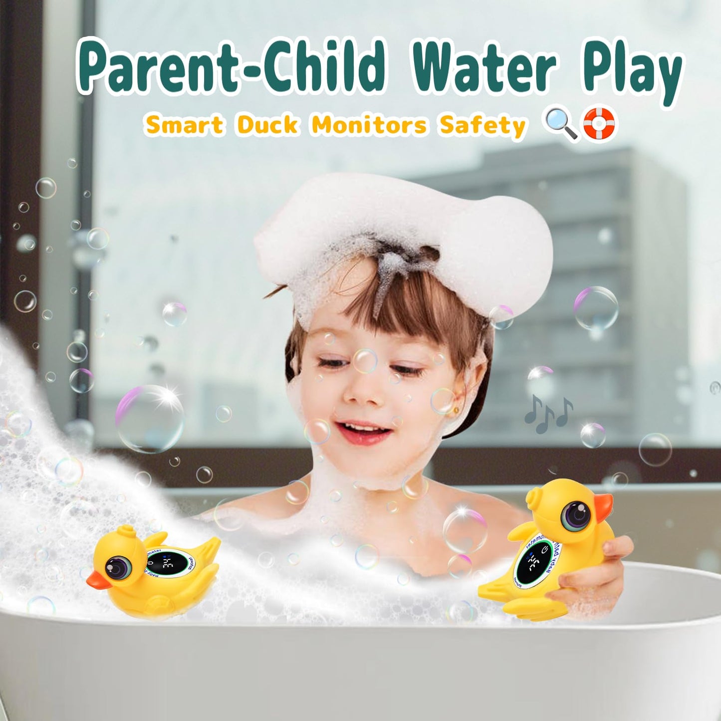 Baby Bathtub Thermometer with LED Display Screen+Cute Duck toy-2-in-1