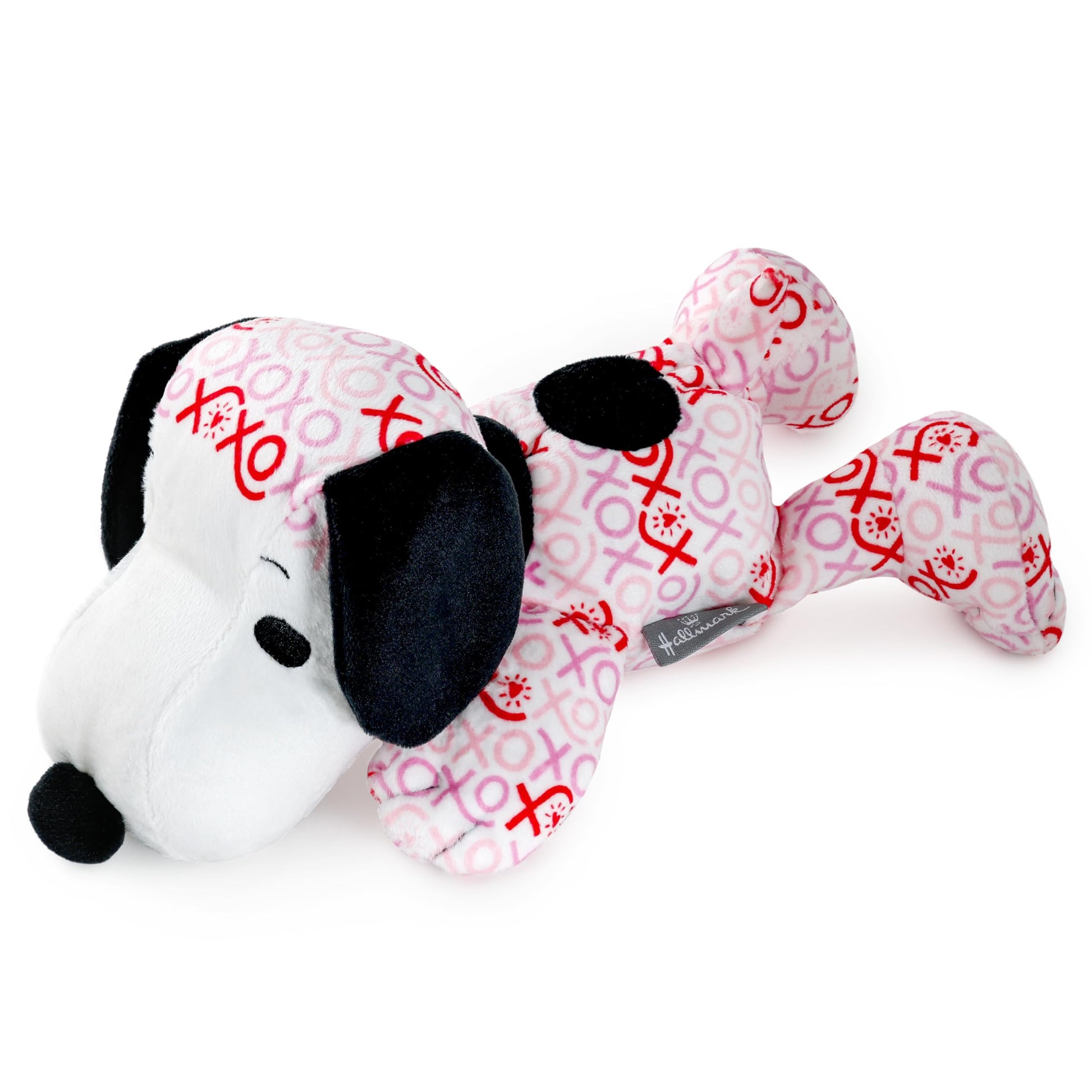Hallmark Peanuts Valentine's Day Floppy Snoopy Plush Toy (Pink and Red XOXO on White) Gift for Kids, Grandchildren, Spouse