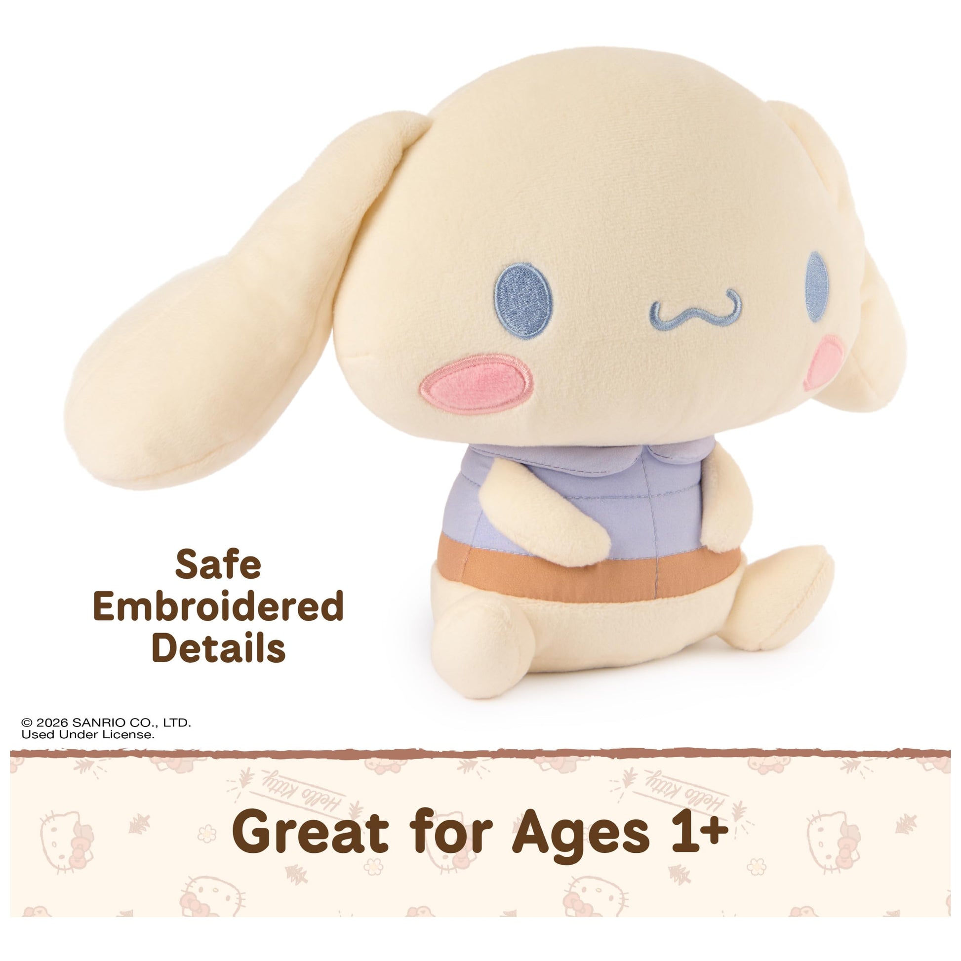 GUND Sanrio Cinnamoroll 10-Inch Plush Toy with Camping Outfit for Ages 1+