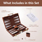 Backgammon Sets for Adults - 15 inch Classic Board Games with Premium Leather Case - Travel Backgammon Strategy Game Set for 2 Players - Portable