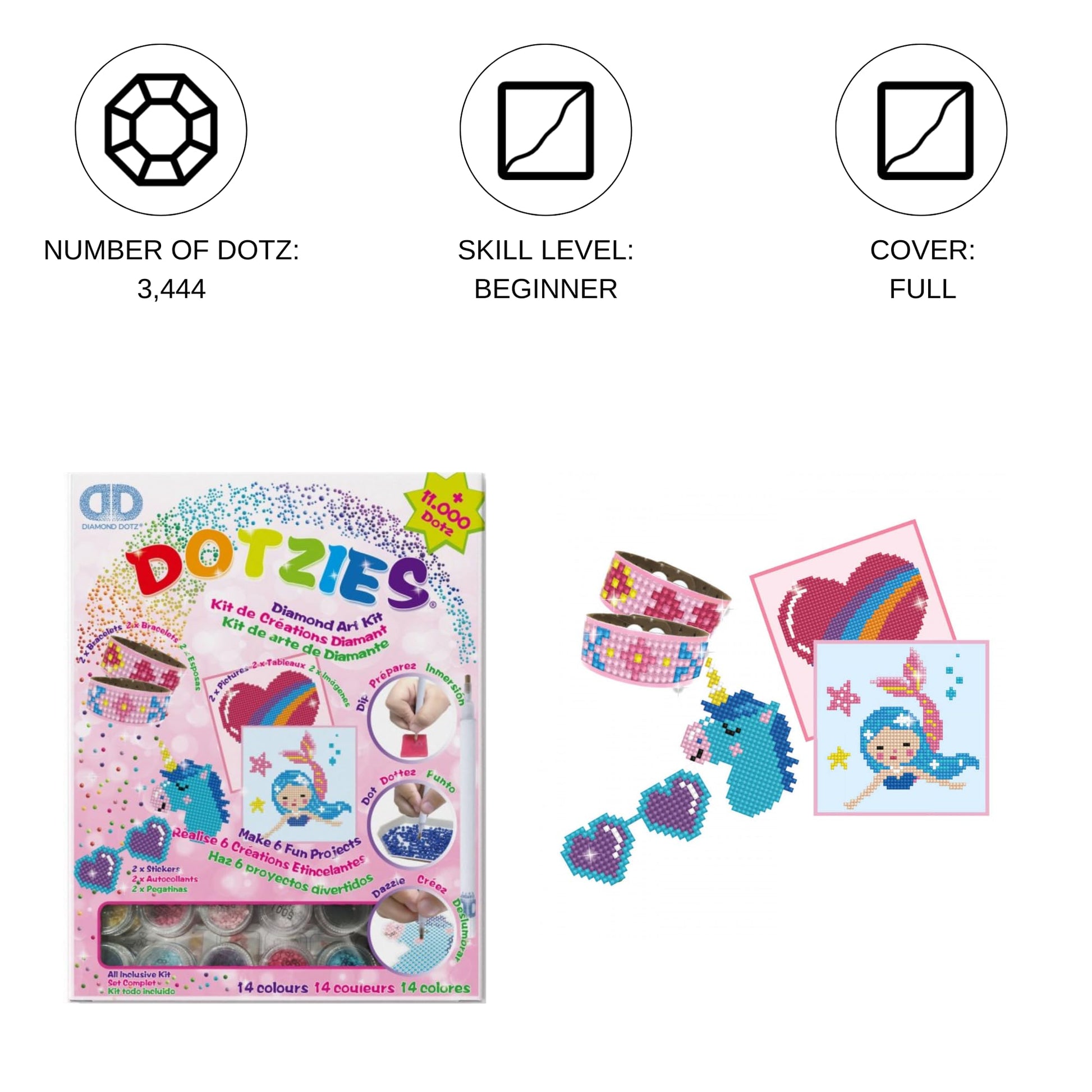 DIAMOND DOTZ Girl Dotzies Variety Kit Diamond Painting Kits for Kids - Diamond Art Kits a Relaxing Creative Craft Kit with Dotz Gems